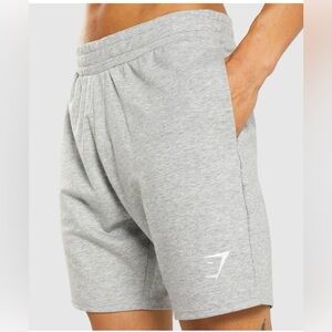 Gymshark Essential 7” Shorts Light Grey Marl Size Small Drawstring Gym Active